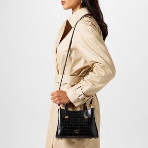 Brand New Dune London Dinkydorrie Mini Tote Bag in Black Croc-effect